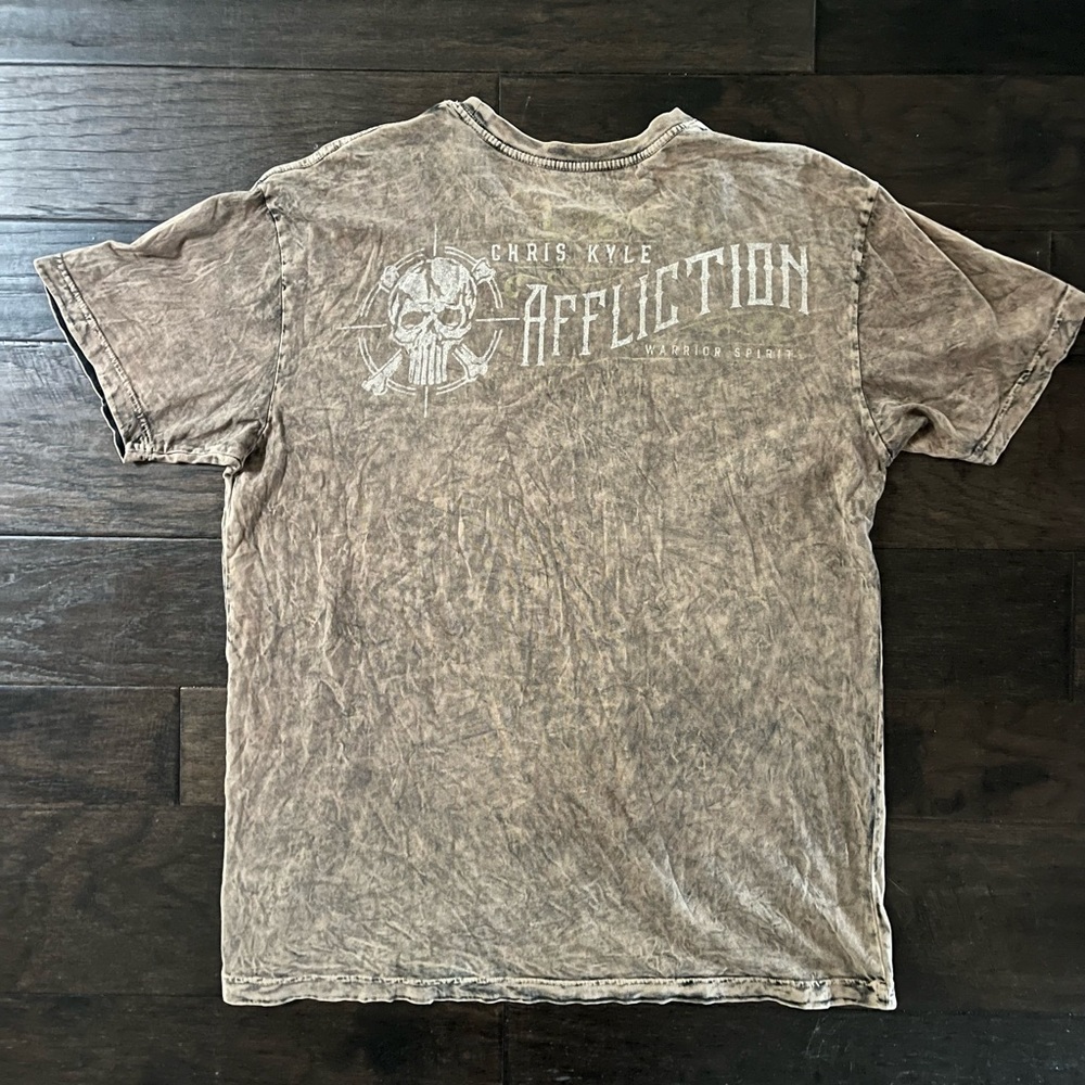 Affliction Chris Kyle Tshirt Tan Gods Country American Sniper Vintage Rare EUC